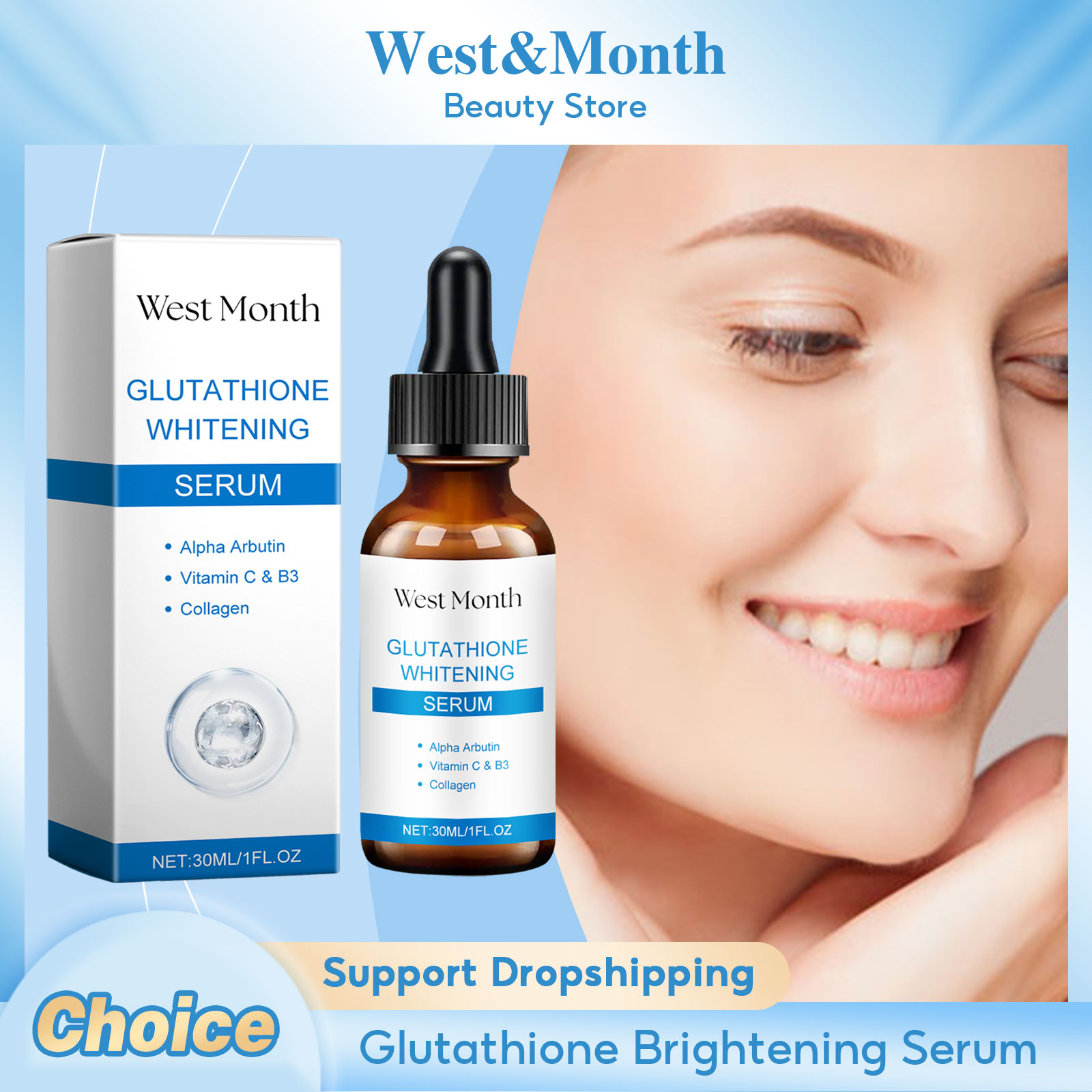 Skincare Glow Glowing - Отбеливающая сыворотка с глутатионом, выцветающая черные